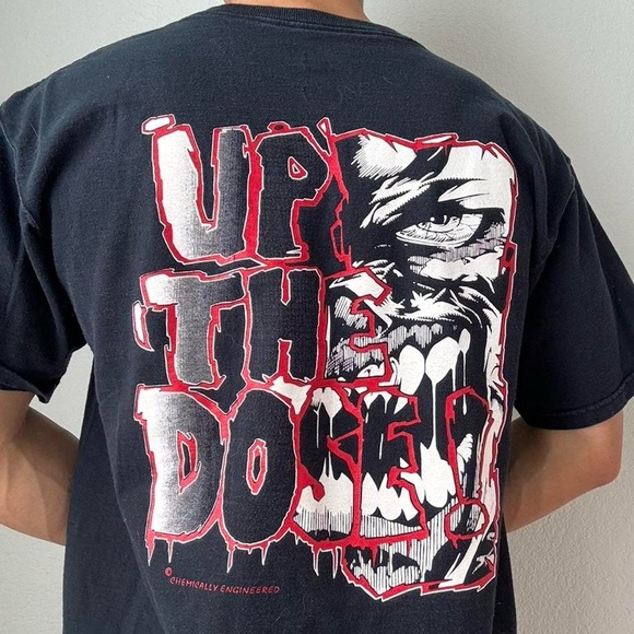 Vintage 1990s Chemically Engineered "Up the Dose" Graphics Black Tee Shirt - Picture 3 of 6